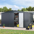 AECOJOY 12' x 10' Outdoor Storage Shed, Dark Grey Large 10x12 Sheds & Outdoor Storage Clearance with Lockable Doors, Utility and Tool Storage Garden Shed Backyard, Patio and Outside use