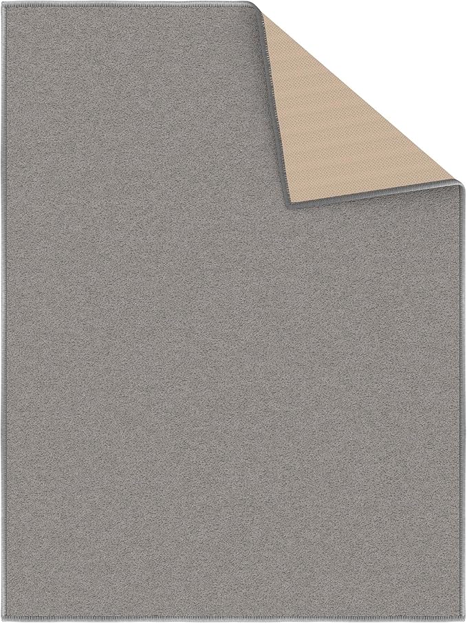 Ottomanson Rugs for Entryway 2'3" x 3' Non Slip Solid Small Area Rugs Durable Front Door Mat Rug Stain Resistant Entrance Rugs for Bathroom Kitchen Bedroom & Living Room, Gray