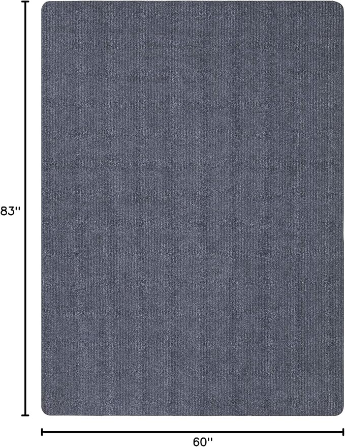 Ottomanson 5' x 6'6" Mud Mat Area Rug Scraper Carpet - Non-Slip, Dirt Trapping for Indoor & Outdoor Use - Ideal for Entryway, Garage, Kitchen, Patio & High-Traffic Areas, Gray