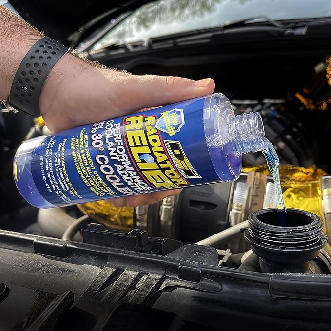Design Engineering Radiator Relief Coolant Additive Engine Coolant for Cars, Trucks, RVs, Motorcycles & More Radiator Coolant Reduces Engine Temps Up to 30°F 16 oz.