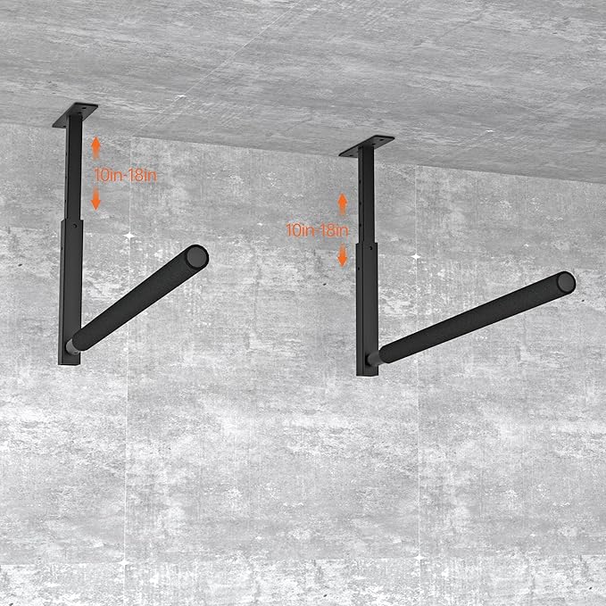 Adjustable Ladder Ceiling Rack, Kayak Overhead Garage Storage Rack, Garage Ceiling Storage for Kayak, Ladder, Surfboard, Snowboar Overhead Hanger, Holds 150 lbs, Black