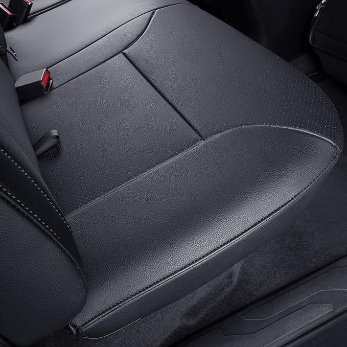 LUCKYMAN CLUB Rear Seat Covers Custom Fit for 2016-2023 Tacoma Crew Cab with Faux Leather (Black Rear)