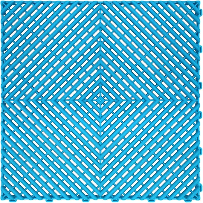 15.7"x15.7" Garage Flooring Tiles, Non-Slip Interlocking Plastic Garage Floor Mat, Garage Organization & Garage Storage, Vented Pattern(Tiffny Blue, 25PCS)