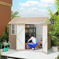 Outsunny 8' x 6' Outdoor Storage Shed, Metal Garden Shed with Window & Double Lockable Door, Outdoor Tool Shed Storage with Sloped Roof for Backyard, Patio, Garage, Lawn, Brown