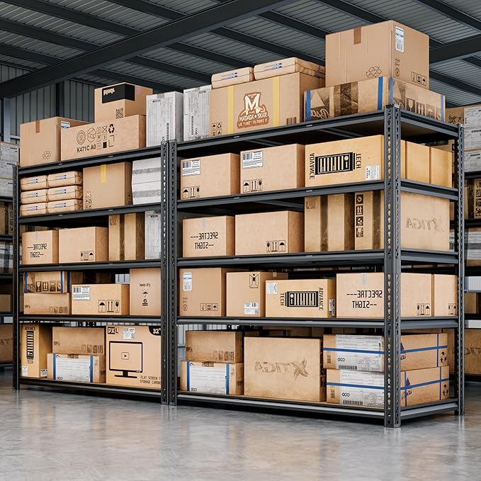 48"W Garage Shelving, 2650LBS Storage Shelves heavy duty, 5 Tier Metal Shelving Unit Adjustable Garage Shelves Heavy Duty Shelving for Warehouse,Commercial, Kitchen, 48" W × 24" D × 72" H, Black