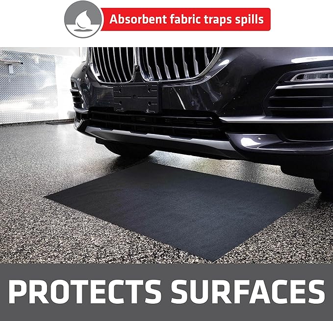 Drymate XL Oil Spill Mat (36" x 59") (12-Pack), Premium Absorbent Oil Pad, Reusable, Washable, Durable, Waterproof Backing Contains Liquids, Protects Garage Floor Surface (USA Made)