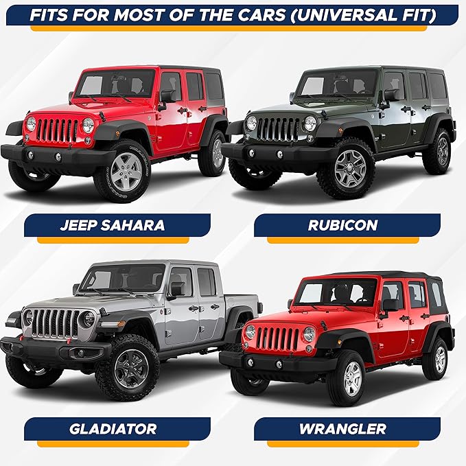 EcoNour Accordion Windshield Sun Shade for Jeep Wrangler | Car Shade Front Windshield Designed for Jeep Wrangler| Dashboard Sun Visor for UV and Heat | XS 53 x 17 inches