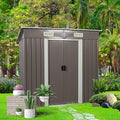 6 x 4 FT Outdoor Storage Shed,Metal Anti-Corrosion Utility Tool House with Punched Vents, w/Sliding Doors & Padlock,Waterproof Garden Sheds for Backyard Lawn Patio,Grey