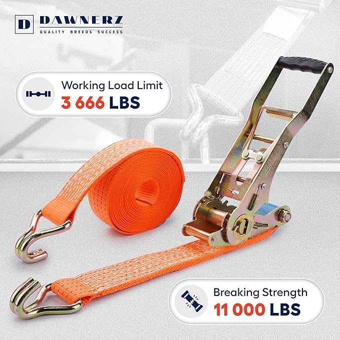 Heavy Duty Ratchet Straps 2 inch 30 ft - 11000 Lb Breaking Strength Double Wire J Hook Tie Down Ratchet Straps for Trucks and Trailer