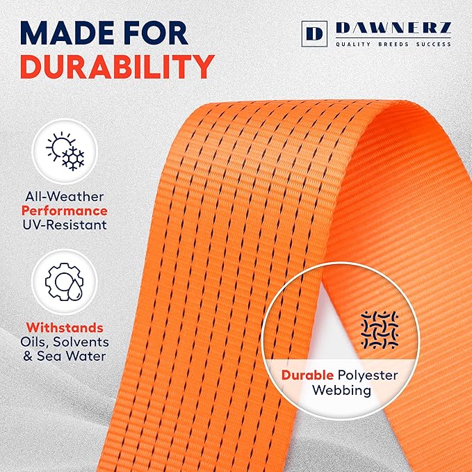 Heavy Duty 4 Inch x 30 Ft Ratchet Straps - 22,000 Lb Breaking Strength Tie Downs Ratchet Straps with Double J Hooks for Trucks & Trailers