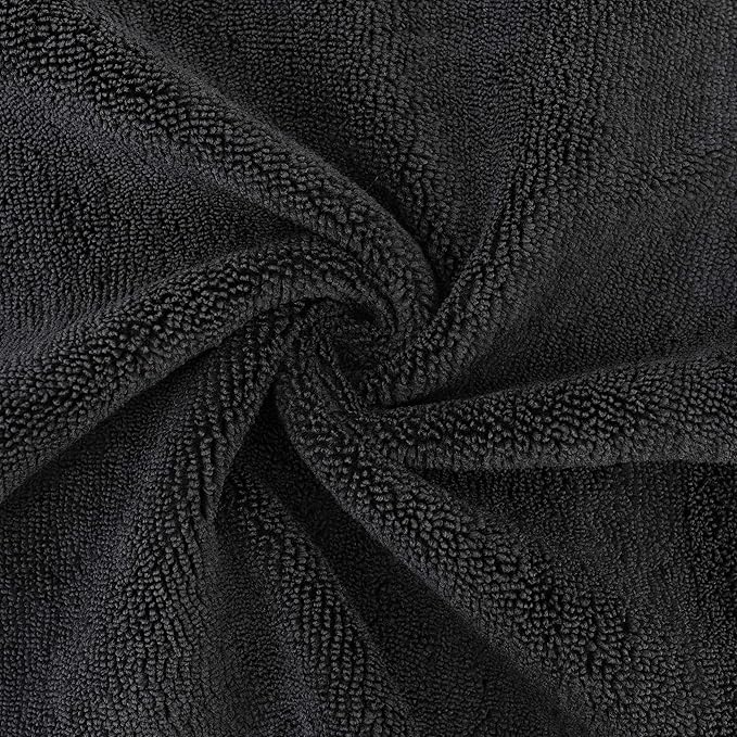 POLYTE Premium Microfiber Cleaning Towel,16 x 16 in, 12 Pack (Black)