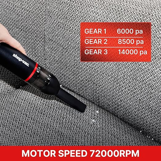 Shop-Vac Car Vacuum Cordless, 14000Pa 2-in-1 Blow/Suction Portable Air Duster, Mini Car Vacuum, Handheld & Lightweight with 6 Nozzles, Type-C Rechargeable for Auto/Home/Office