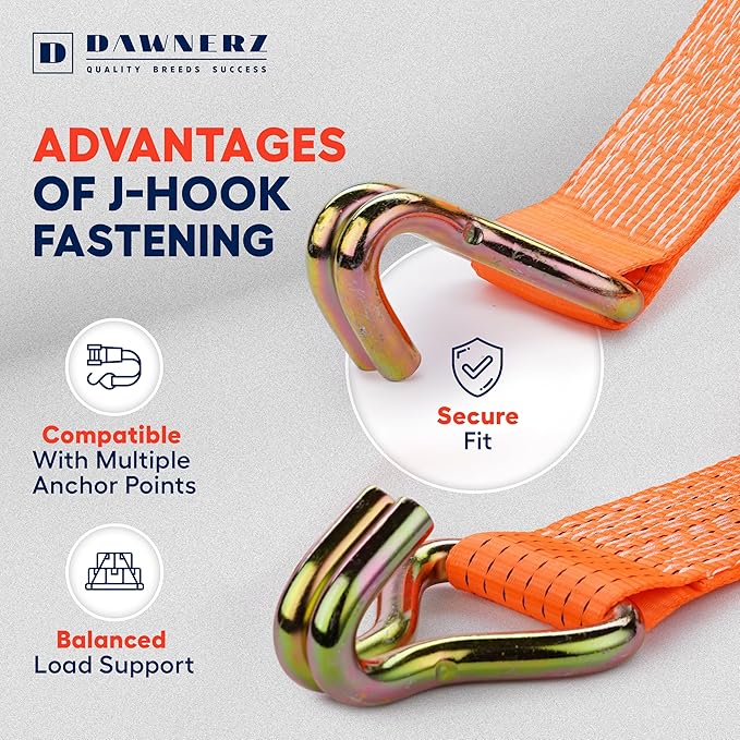 Heavy Duty Ratchet Straps 3 inch x 30 ft - 16,500 Lb Breaking Strength Tie Downs Ratchet Straps with Double Wire J Hooks for Truck and Trailer