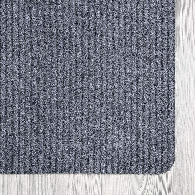 Ottomanson 5' x 6'6" Mud Mat Area Rug Scraper Carpet - Non-Slip, Dirt Trapping for Indoor & Outdoor Use - Ideal for Entryway, Garage, Kitchen, Patio & High-Traffic Areas, Gray