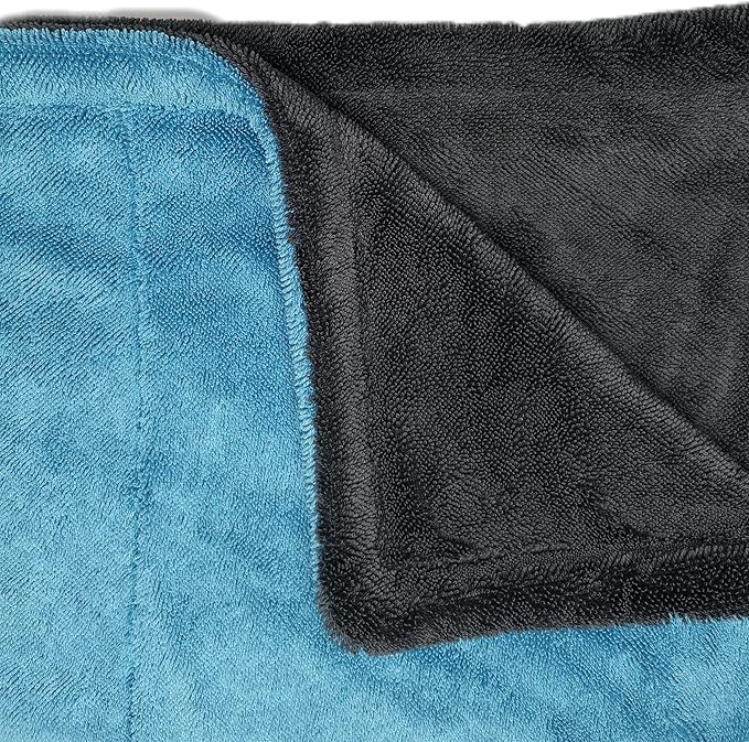SOFTBATFY 1200 GSM 36" x 24"Dual Sided Microfiber Car Cleaning Drying Towel with Twist Pile, Super Absorbent, Scratch-Free, Machine Washable (Blue-Grey)