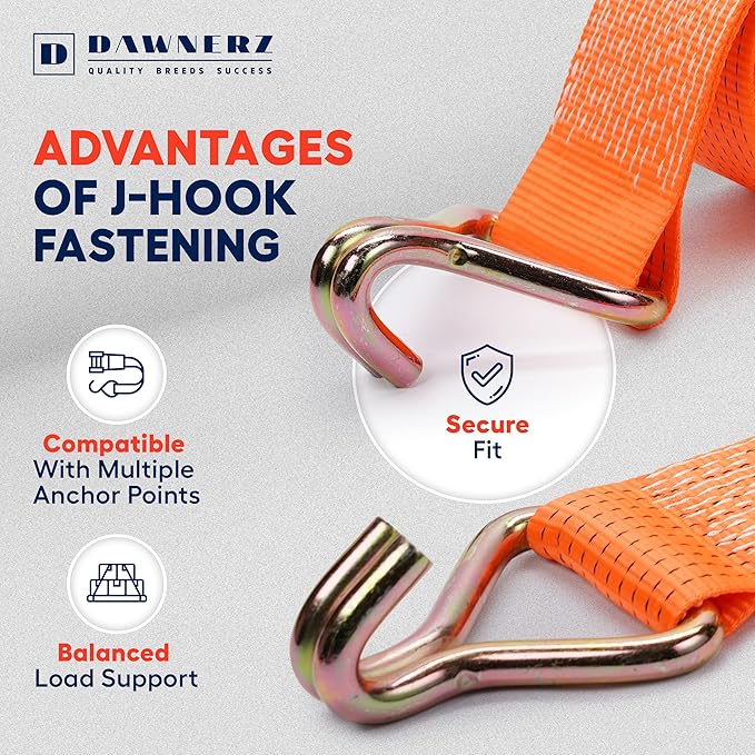 Heavy Duty 4 Inch x 30 Ft Ratchet Straps - 22,000 Lb Breaking Strength Tie Downs Ratchet Straps with Double J Hooks for Trucks & Trailers