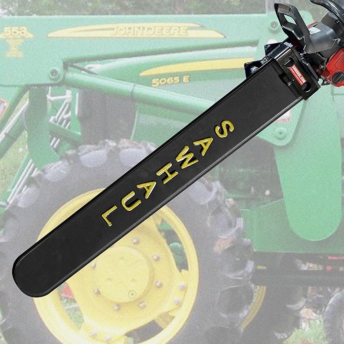 SawHaul Snap-Lok Universal Chainsaw Carrier Kit for Tractors and Skid Steers – 36 Inch Yellow Scabbard with Rotating Mount – Compatible with All Chainsaw Brands – Made in USA