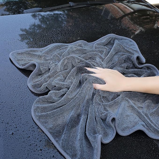 JOYMOOP Car Dry Towel, Quick Drying, Medium Size,Microfiber Cleaning Cloth, Dark Grey, 35.4 x 23.6 Inches, 3 Pack for Boates, RVs, SUVs, Trucks, Cars