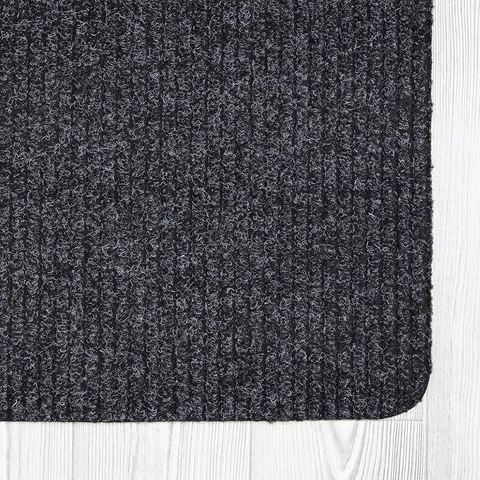 Ottomanson 5' x 6'6" Mud Mat Area Rug Scraper Carpet - Non-Slip, Dirt Trapping for Indoor & Outdoor Use - Ideal for Entryway, Garage, Kitchen, Patio & High-Traffic Areas, Black
