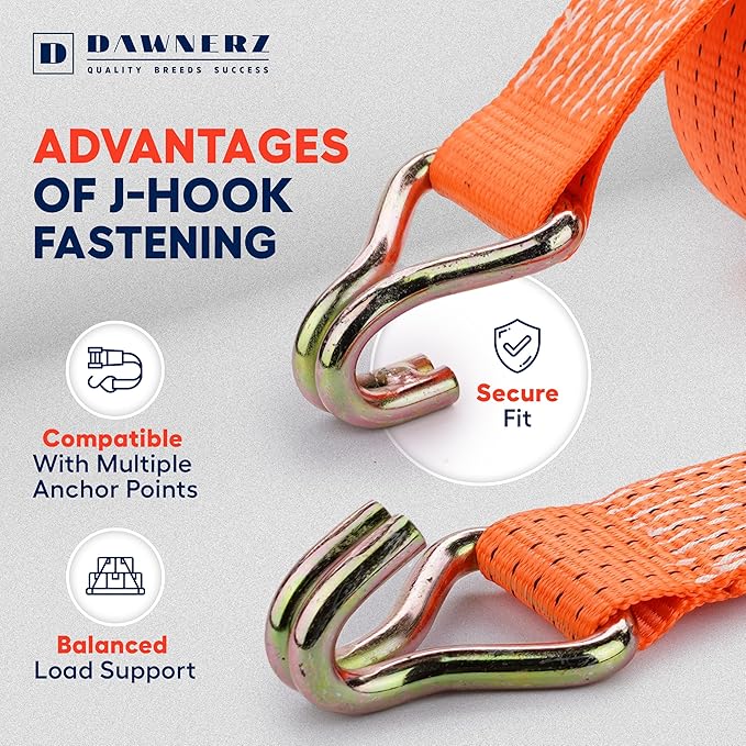 Heavy Duty Ratchet Straps 2 inch 30 ft - 11000 Lb Breaking Strength Double Wire J Hook Tie Down Ratchet Straps for Trucks and Trailer