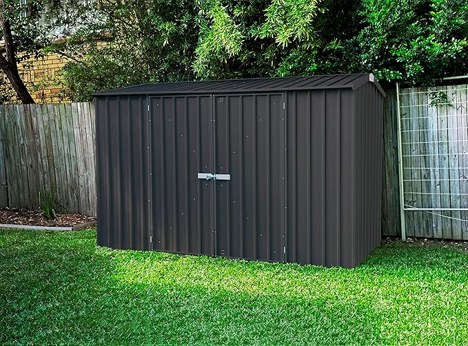 Absco Premier Storage Sheds, 10'x5' Metal Garage, DIY Backyard Shed, Utility Tool Storage, Weather & Wind Resistant Aluminum Panels & Steel Frame, Maintenance-Free, 12 Year Warranty, Monument Gray